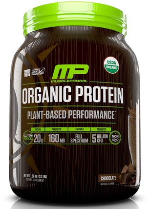 Organic Protein, Plant-Based Performance, Chocolate, 2.7 lbs (1.22 kg) by MusclePharm Natural, 運動，補品，蛋白質 HK 香港
