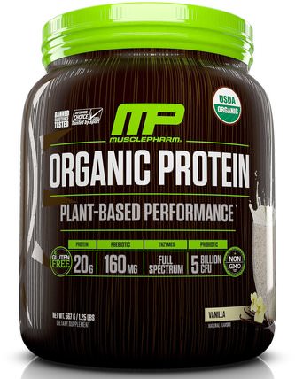 Organic Protein, Plant-Based Performance, Vanilla, 1.25 lbs (567 g) by MusclePharm Natural, 運動，補品，蛋白質 HK 香港