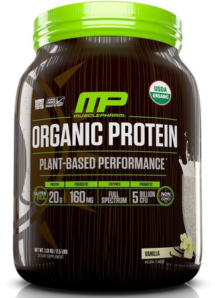 Organic Protein, Plant-Based Performance, Vanilla, 2.5 lbs (1.13 kg) by MusclePharm Natural, 運動，補品，蛋白質 HK 香港
