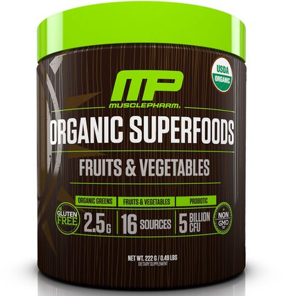 Organic Superfoods, Fruits & Vegetables, 0.49 lbs (222 g) by MusclePharm Natural, 補品，超級食品 HK 香港
