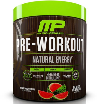 Pre-Workout, Natural Energy, Fresh Cut Watermelon, 0.77 lbs (348 g) by MusclePharm Natural, 健康，精力 HK 香港