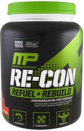 Re-Con Refuel + Rebuild, Fruit Punch, 35.98 oz (1.02 kg) by MusclePharm, 運動，肌酸 HK 香港