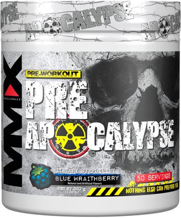 PRE APOCALYPSE, Pre-Workout, Arginine + Taurine + Creatine + Beta-Alanine, Blue Wraithberry, 11.28 oz (320 g) by MuscleMaxx, 健康，能量，運動 HK 香港
