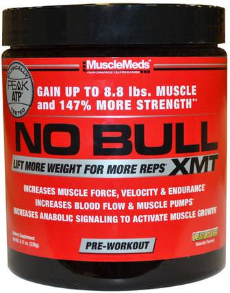 No Bull XMT, Pre-Workout, Lemon Ice, 8.11 oz (230 g) by MuscleMeds, 運動，鍛煉，肌肉 HK 香港