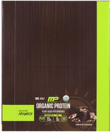 Organic Protein Bar, Chocolate Toffee, 12 Bars, 21.20 oz (600 g) by MusclePharm Natural, 運動，補品，蛋白質 HK 香港