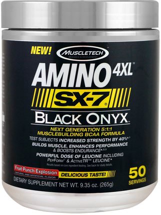 Amino 4XL, SX-7, Black Onyx, Fruit Punch Explosion, 9.35 oz (265 g) by Muscletech, 體育 HK 香港