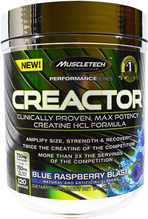 Creactor, Blue Raspberry Blast, 9.32 oz (264 g) by Muscletech, 運動，肌酸 HK 香港