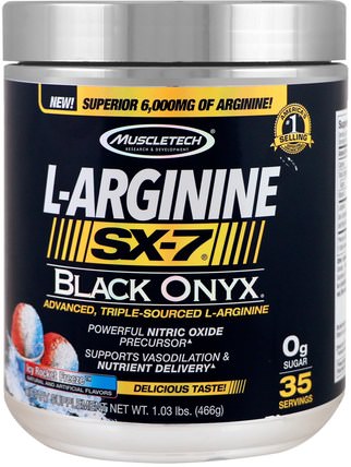 L-Arginine, SX-7, Black Onyx, Icy Rocket Freeze, 1.03 lbs (466 g) by Muscletech, 補充劑，氨基酸，運動，精氨酸 HK 香港
