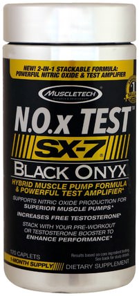 N.O.x Test, SX-7, Black Onyx, 120 Caplets by Muscletech, 健康，能量，運動 HK 香港