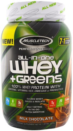 Performance Series, All-In-One Whey + Greens, Milk Chocolate, 2.00 lbs (907 g) by Muscletech, 體育 HK 香港