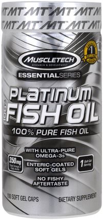 Platinum 100% Fish Oil, 100 Soft Gel Caps by Muscletech, 補充劑，efa omega 3 6 9（epa dha），魚油 HK 香港