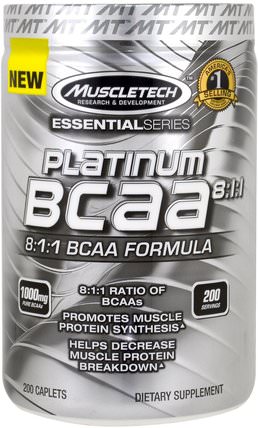 Platinum BCAA 8:1:1, 200 Caplets by Muscletech, 體育 HK 香港