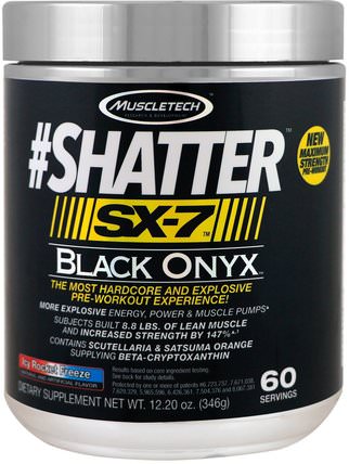 #Shatter, SX-7, Black Onyx, Pre-Workout, Icy Rocket Freeze, 12.20 oz (346 g) by Muscletech, 健康，能量，運動 HK 香港