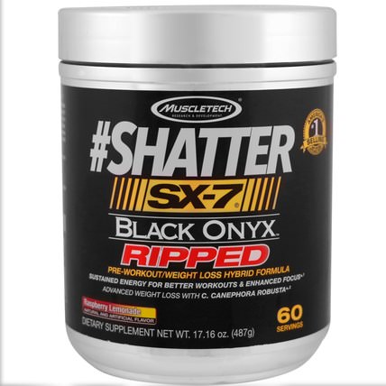 #Shatter, SX-7, Black Onyx, Ripped, Raspberry Lemonade, 17.16 oz (487 g) by Muscletech, 健康，能量，運動 HK 香港