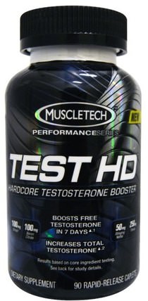Test HD, Hardcore Testosterone Booster, 90 Rapid-Release Caplets by Muscletech, 健康，男性，運動，睾丸激素 HK 香港