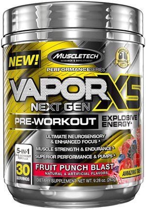 VaporX5 Next Gen, Pre-Workout, Fruit Punch Blast, 9.28 oz (263 g) by Muscletech, 運動，肌肉 HK 香港