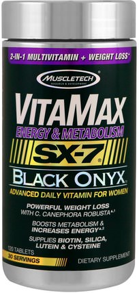 Vitamax, Energy & Metabolism, SX-7 Black Onyx, For Women, 120 Tablets by Muscletech, 減肥，飲食，運動 HK 香港