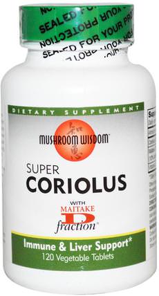 Super Coriolus, 120 Veggie Tabs by Mushroom Wisdom, 補充劑，藥用蘑菇，火雞尾巴（coriolus versicolor psk）蘑菇，蘑菇膠囊 HK 香港