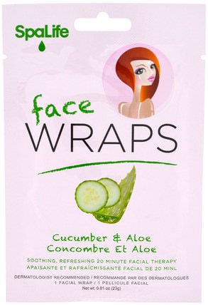 Face Wraps, Cucumber & Aloe, 1 Facial Wrap by My Spa Life, 美容，面膜，面膜，面部護理 HK 香港