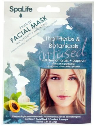 Herbal Facial Mask, Thai Herbs & Botanicals, With Lemon Grass + Papaya, 1 Facial Mask by My Spa Life, 美容，面膜，面膜，面部護理，皮膚類型抗衰老皮膚 HK 香港