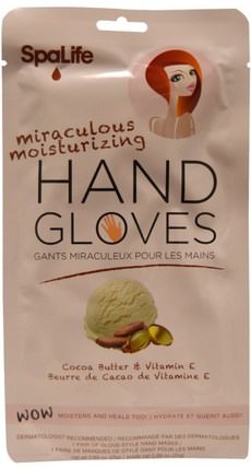 Miraculous Moisturizing Hand Gloves, Cocoa Butter & Vitamin E, 1 Pair of Glove-Style Hand Masks by My Spa Life, 洗澡，美容，護手霜 HK 香港