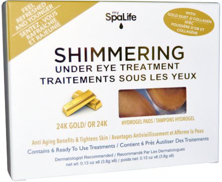 Shimmering Under Eye Treatment, 6 Treatments, 0.13 oz Each by My Spa Life, 美容，眼霜 HK 香港