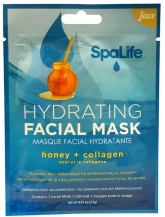 SpaLife, Hydrating Facial Mask, Face, 1 Facial Mask, 0.81 oz (23 g) by My Spa Life, 美容，面膜，面膜 HK 香港