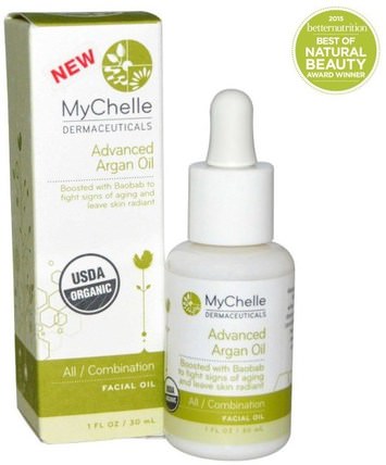 Advanced Argan Oil, All / Combination Facial Oil, 1 fl oz (30 ml) by MyChelle Dermaceuticals, 洗澡，美容，摩洛哥堅果面部護理 HK 香港