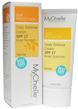 Daily Defense Cream, SPF 17, 1.2 fl oz (35 ml) by MyChelle Dermaceuticals, 健康，皮膚，面霜日，美容，面部護理 HK 香港
