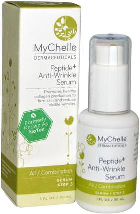 Peptide + Anti-Wrinkle Serum, All / Combination, Serum Step 3, 1 fl oz (30 ml) by MyChelle Dermaceuticals, 沐浴，美容，摩洛哥堅果，透明質酸皮膚 HK 香港