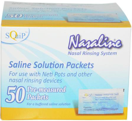 Squip, Saline Solution Salt, 50 Pre-Measured Packets by Nasaline, 健康，鼻腔健康，洗鼻 HK 香港