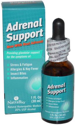 Adrenal Support, 1 fl oz (30 ml) by NatraBio, 補品，腎上腺，能量 HK 香港