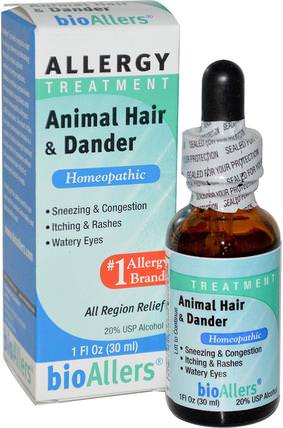 bioAllers, Allergy Treatment, Animal Hair & Dander, 1 fl oz (30 ml) by NatraBio, 補品，順勢療法，過敏，過敏 HK 香港