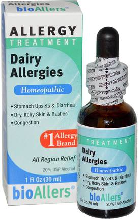 bioAllers, Allergy Treatment, Dairy Allergies, 1 fl oz (30 ml) by NatraBio, 健康，過敏，過敏 HK 香港
