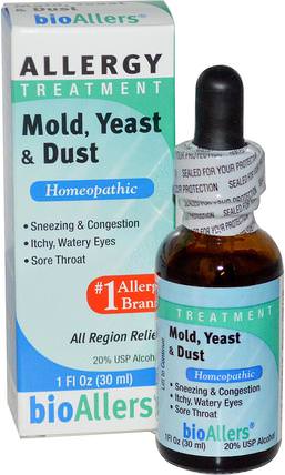 bioAllers, Allergy Treatment, Mold, Yeast & Dust, 1 fl oz (30 ml) by NatraBio, 補品，順勢療法，過敏，過敏 HK 香港