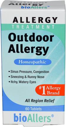 BioAllers, Allergy Treatment, Outdoor Allergy, 60 Tablets by NatraBio, 補品，順勢療法，過敏，過敏 HK 香港