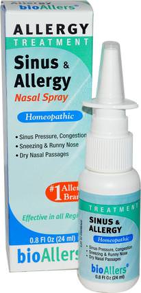 BioAllers, Sinus & Allergy Nasal Spray, Allergy Treatment, 0.8 fl oz (24 ml) by NatraBio, 補品，順勢療法，過敏，過敏 HK 香港