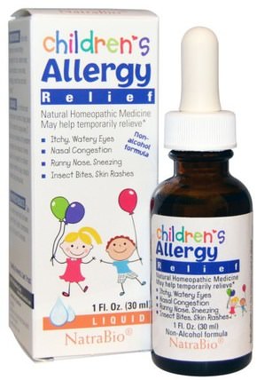 Childrens Allergy Relief, Non-Alcohol Formula, Liquid, 1 fl oz (30 ml) by NatraBio, 補品，順勢療法，兒童健康 HK 香港