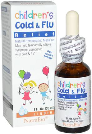 Childrens Cold & Flu Relief, 1 fl oz (30 ml) by NatraBio, 補品，順勢療法，感冒和病毒，感冒和流感 HK 香港