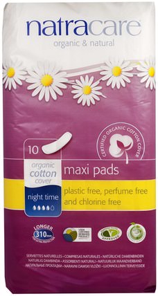 Maxi Pads, Night Time, 10 Pads by Natracare, 健康，女人，女人 HK 香港