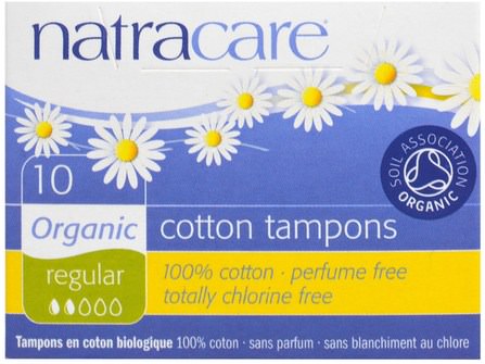 Organic Cotton Tampons, Regular, 10 Tampons by Natracare, 洗澡，美女，女人 HK 香港
