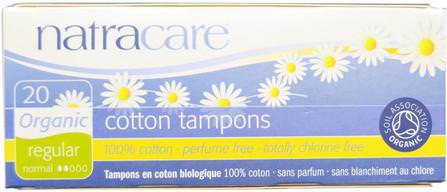Organic Cotton Tampons, Regular, 20 Tampons by Natracare, 健康，女性 HK 香港