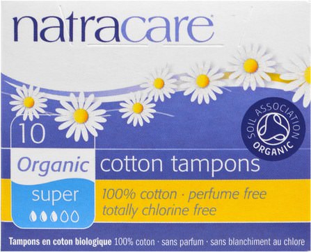 Organic Cotton Tampons, Super, 10 Tampons by Natracare, 健康，女人，女人 HK 香港