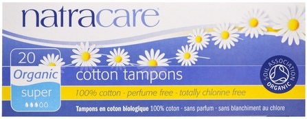 Organic Cotton Tampons, Super, 20 Tampons by Natracare, 健康，女性 HK 香港