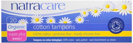 Organic Cotton Tampons, Super Plus, 20 Tampons by Natracare, 健康，女性 HK 香港