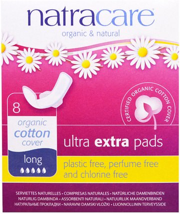 Organic & Natural Ultra Extra Pads, Long, 8 Pads by Natracare, 洗澡，美容，女人，natracare超墊 HK 香港