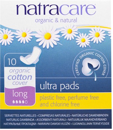 Ultra Pads, Organic Cotton Cover, Long, 10 Pads by Natracare, 健康，女人，女人 HK 香港