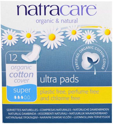 Ultra Pads, Organic Cotton Cover, Super, 12 Pads by Natracare, 健康，女人，女人 HK 香港
