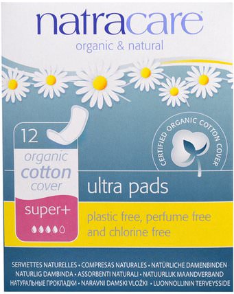Ultra Pads, Organic Cotton Cover, Super+, 12 Pads by Natracare, 健康，女性 HK 香港