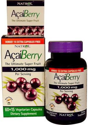 AcaiBerry, The Ultimate Super Fruit, 75 Veggie Caps by Natrol, 補充劑，抗氧化劑，水果提取物，超級水果，阿薩膠囊軟膠囊 HK 香港